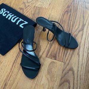Schutz Black Strappy Kitten Heels (5/5.5)